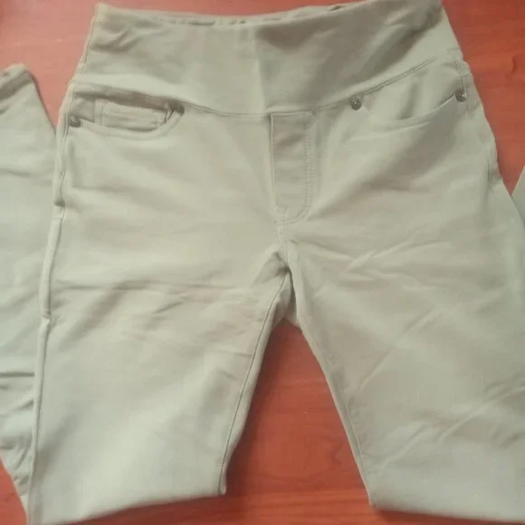 DG2 DIANE GILMAN Sage Green Pull-On Pant XSP Boot Cut Rolled Hem Whiskered XS - Picture 3 of 8